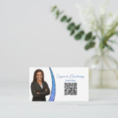 Blauw zilver van Faux Glitter Foto QR Professional Visitekaartje (Staand voorkant)