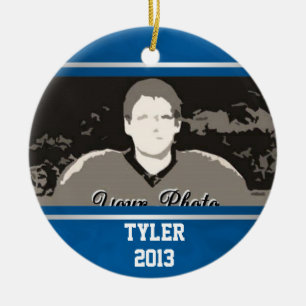 Blauw Zilver Varsity Klasse van Foto Keramisch Ornament