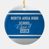 Blauw Zilver Varsity Klasse van Foto Keramisch Ornament (Achterkant)