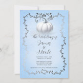 Blauw & Zilver Verhalenboek Wit Pompoen Bruiloft Kaart (Voorkant)