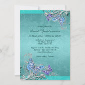 Blauw zilver verjaardag verloving huwelijk kaart (Achterkant)