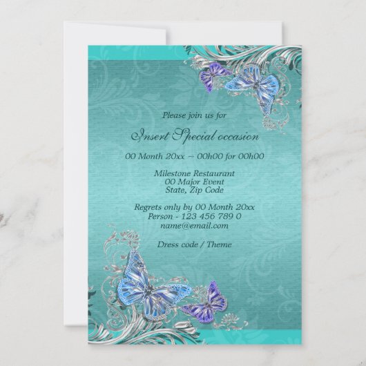 Blauw zilver verjaardag verloving huwelijk kaart (Achterkant)