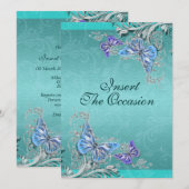 Blauw zilver verjaardag verloving huwelijk kaart (Voorkant / Achterkant)