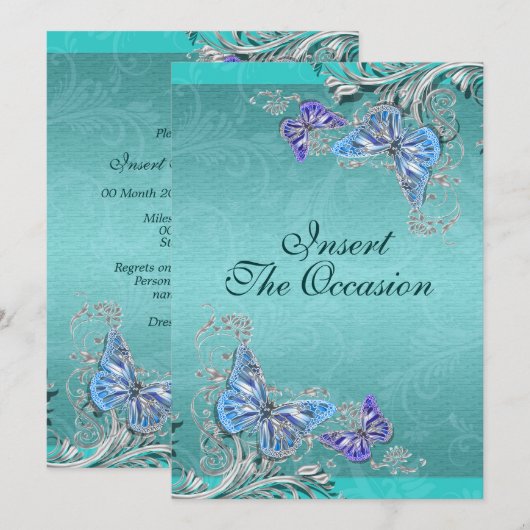 Blauw zilver verjaardag verloving huwelijk kaart (Voorkant / Achterkant)