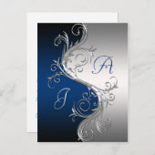 Blauw Zilver Wervelingen Bewaar de datum Aankondigingskaart (Voorkant / Achterkant)