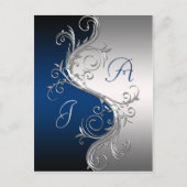Blauw Zilver Wervelingen Bewaar de datum Aankondigingskaart (Voorkant)
