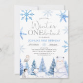 Blauw Zilver Winter Dieren Nederland Verjaardag Kaart (Voorkant)