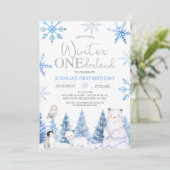 Blauw Zilver Winter Dieren Nederland Verjaardag Kaart (Staand voorkant)