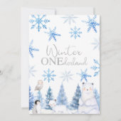 Blauw Zilver Winter Dieren Nederland Verjaardag Kaart (Achterkant)