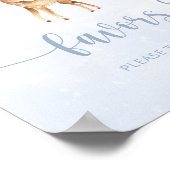 Blauw zilver winter herten gunsten poster (Hoek)