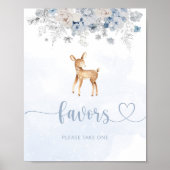 Blauw zilver winter herten gunsten poster (Voorkant)