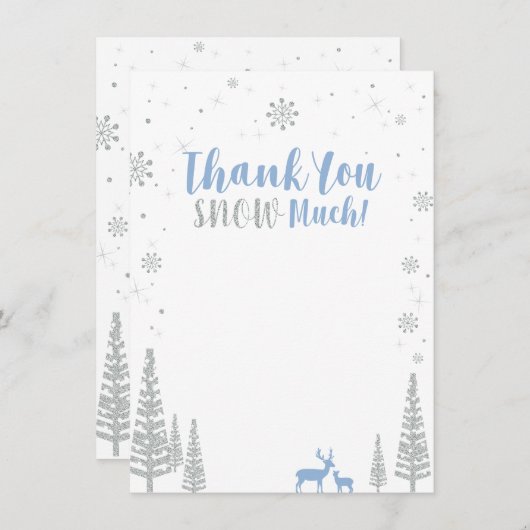 Blauw & Zilver Winter Wonderland Dank u kaart (Voorkant / Achterkant)
