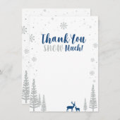 Blauw & Zilver Winter Wonderland Dank u kaart (Voorkant / Achterkant)