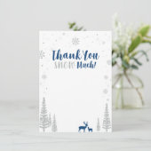 Blauw & Zilver Winter Wonderland Dank u kaart (Staand voorkant)