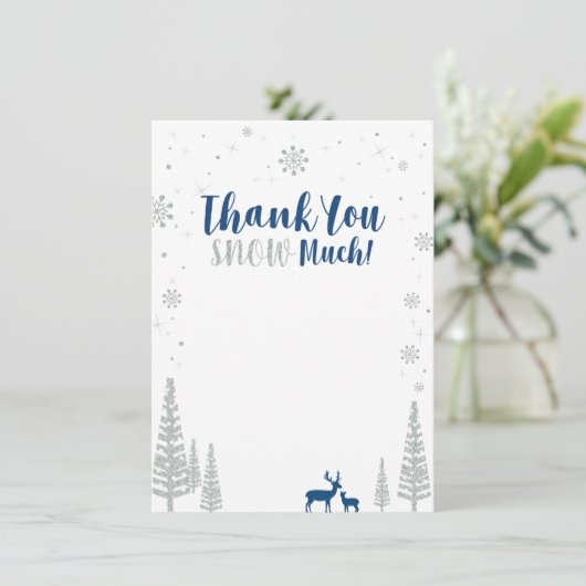 Blauw & Zilver Winter Wonderland Dank u kaart (Staand voorkant)