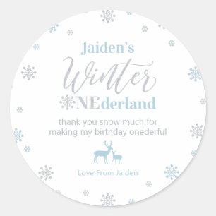 Blauw Zilver Winter wonderland Hartelijk dank snee Ronde Sticker