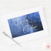 Blauw, Zilver & Wit Vrolijk Kerstfeest Groet Rechthoekige Sticker (Envelop)