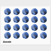 Blauw, zilver & wit vrolijk kerstfeest ronde sticker (Vel)