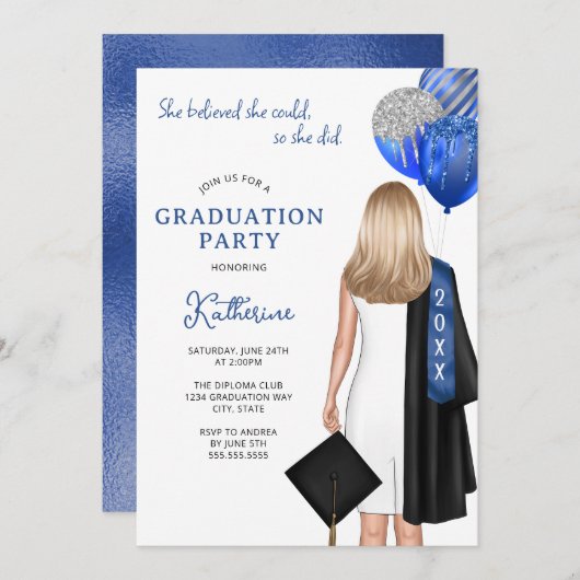Blauw zilver, ze geloofde dat ze kon meisje Afstud Kaart (Voorkant / Achterkant)