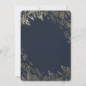 Blauw & Zilver Zilver Bladeren Chique Rustieke Bru Kaart (Achterkant)