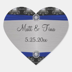 Blauw Zilver Zwart  Elegance Hart Sticker