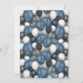 Blauw Zilver Zwart & Wit 40e Verjaardag Uitnodigin Kaart (Achterkant)