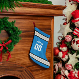 Blauw, Zilver, Zwart & Wit Football Team Kleine Kerstsok