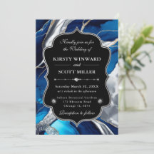 Blauw Zilveren Agaat Knikker Glitter Bruiloft