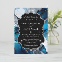 Blauw Zilveren Agat Knikker Glitter Bruiloft