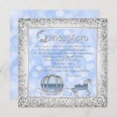 Blauw Zilveren Assepoester Prinses Quinceanera Kaart (Voorkant / Achterkant)