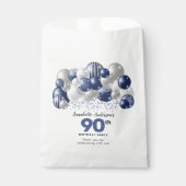 Blauw Zilveren Ballon Glitter Favoriet 90ste Verja Bedankzakje (Voorkant)