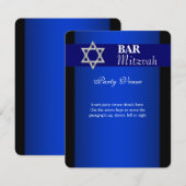 Blauw zilveren bar mitswa insert blauwe achtergron kaart (Voorkant / Achterkant)