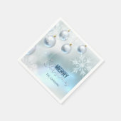 Blauw Zilveren Baubles Sneeuwvlokken KERSTMIS Servet (Hoek)