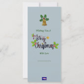Blauw & Zilveren Bellen Kerstkaart (Achterkant)