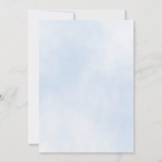 Blauw zilveren bloemetjes bruiloft kaart (Achterkant)