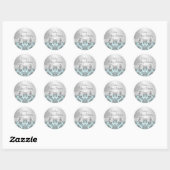Blauw & Zilveren Damast Baby showers Sticker (Vel)
