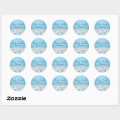 Blauw Zilveren Damast & Strik Doop Sticker (Vel)