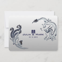 ©Blauw Zilveren Draak-Fenix Chinese Huwelijk Kaart