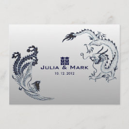 ©Blauw Zilveren Draak-Fenix Chinese Huwelijk Kaart