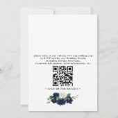 Blauw Zilveren Elegante Bloemencode QR Code Trouwe Kaart (Achterkant)
