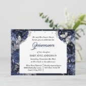 Blauw zilveren FOTO-glittervlinder elegant Kaart (Staand voorkant)