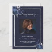 Blauw zilveren foto Viering van het leven begrafen Kaart (Voorkant)