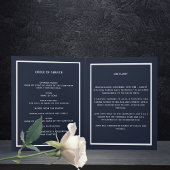 Blauw zilveren fotoelegant begrafenisprogramma bedankkaart