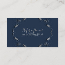 Blauw & Zilveren Frame Elegante Vintage Verwijs ee Aanbevelingskaartje