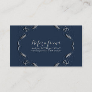 Blauw & Zilveren Frame Elegante Vintage Verwijs ee Aanbevelingskaartje
