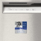 Blauw, Zilveren Gevoegde Harten sparen de Datummag Magneet (Insitu (Vaatwasser))