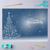 Blauw Zilveren Glanzende Fonkelende Kerstboom  Tissuepapier (Craft)