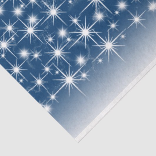 Blauw Zilveren Glanzende Fonkelende Kerstboom  Tissuepapier (Detail)