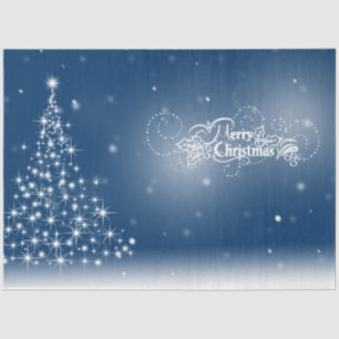 Blauw Zilveren Glanzende Fonkelende Kerstboom Tissuepapier