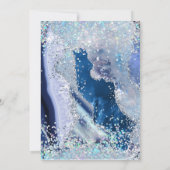 Blauw Zilveren Glitter Agaat Wedding Kaart (Achterkant)